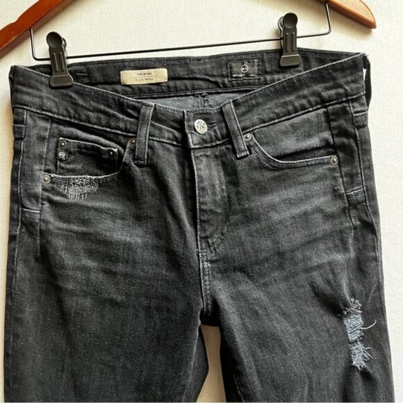 AG Adriano Goldschmied Black Beau Slouchy Distressed Skinny Women's Jeans Sz 26R - Picture 4 of 14